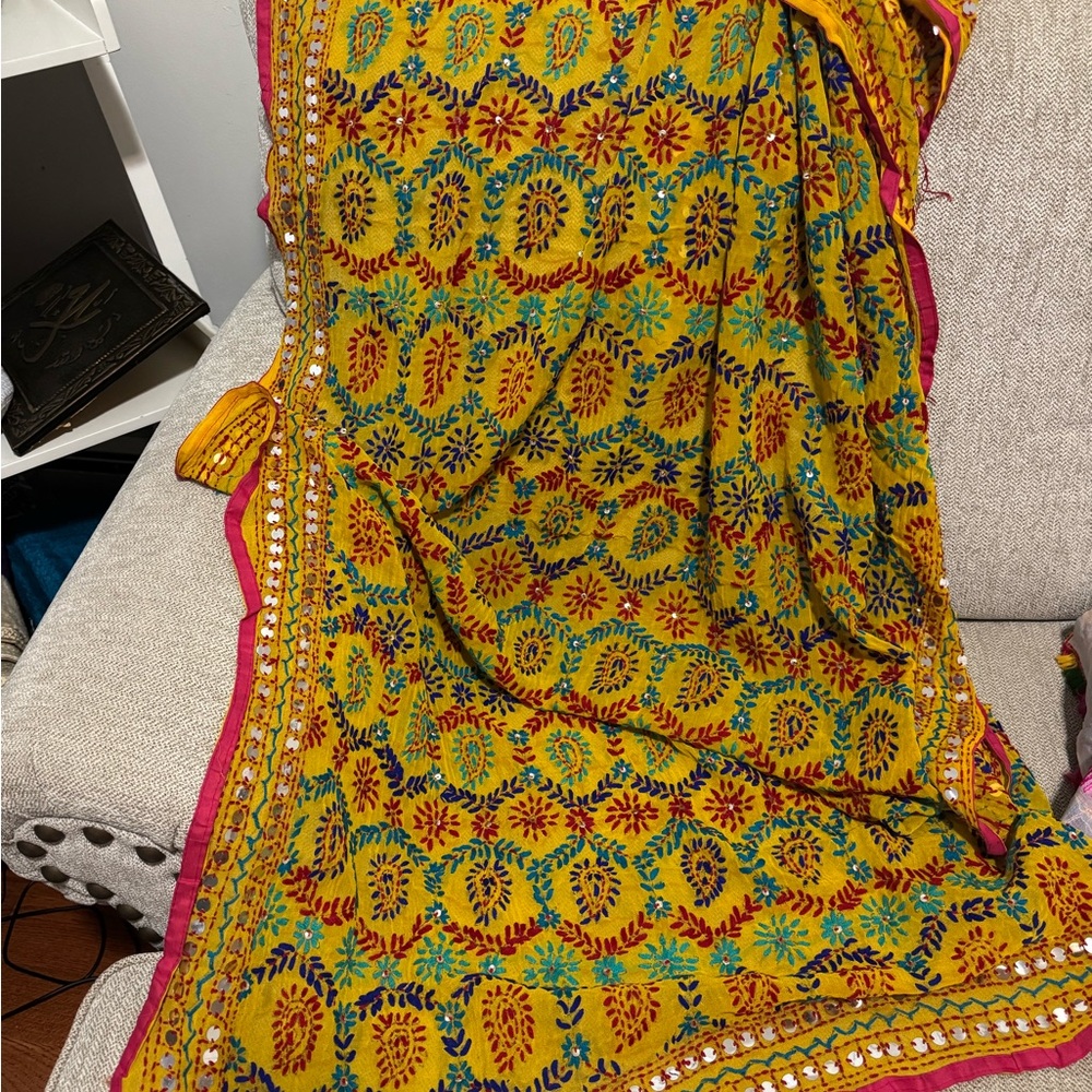 Vibrant Yellow Patterned Fabric